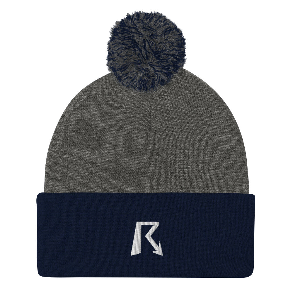 R Logo Pom-Pom Beanie